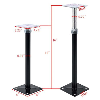 2-Pack Mini Screw Jacks, Floor Straightener, Adjust & Lift Supports, Level Floor Jacks, Post 12" to 16" - size: 12-16 inch