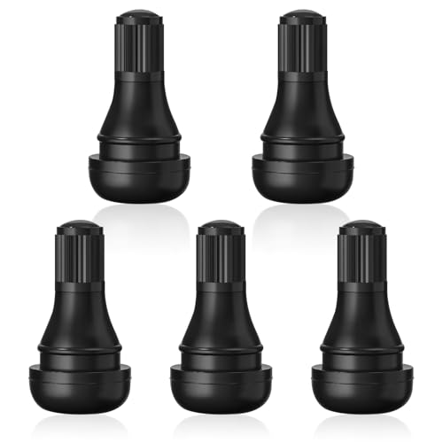 5PCS TR412 Snap-in Tire Valve Stems, Universal Rubber Tubeless Short Black Tire Valve Stem Replacement, Fits Standard 0.453" 11.5mm Rim Hole for Car, Truck, SUV and Trailer Tires