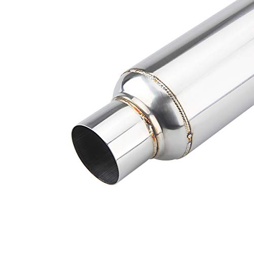 LCGP Universal Muffler 2.5" Inlet & Outlet 19'' Overall Length,Straight Through Design, Stainless Steel Resonator - color: Silver, size: 2.5" Inlet 19" Overall Length