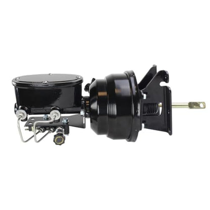 Speedway Motors Power Brake Booster Conversion Kit Compatible with 1973–1987 Chevy Truck, 8” Dual Black Booster, 1” Bore Oval Master Cylinder, Adjustable Left-Mount Valve