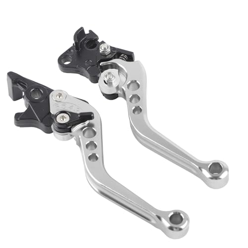 Zerone 1 Pair Motorcycle Levers Brake, Clutch Handle of CNC Aluminum Motorcycle Clutch Drum Motorcycle Brake Handle (Silvery White) - color: Silvery White
