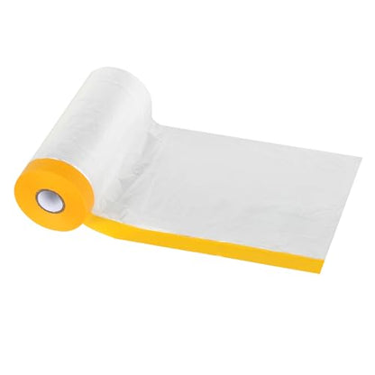 Voomey Pre-Taped Masking Film, Painters Tape with Plastic Attached, Automotive Painters Tape and Drape for Appliances, Furniture, Wood Surfaces & DIY Projects - 3ft x 82ft - size: 1100mm*25m, style: Standard Roll