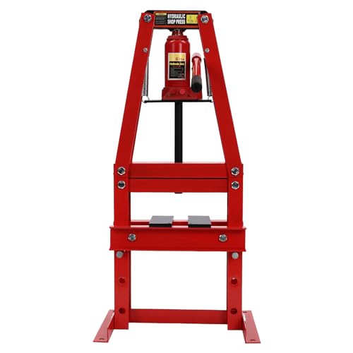 Hydraulic Power Units, 6-Ton Benchtop Hydraulic A-Frame Shop Press with Press Plates, Hydraulic 6 Ton Garage Floor Adjustable Shop Press with Plates, Hydraulic Press, Red, Hydraulic Shop Press