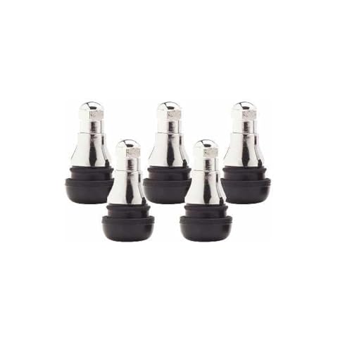 TR412C Chrome Snap-in Rubber Valve Stems for Golf Carts, ATV, UTV Lawn Mowers - Qty: 5
