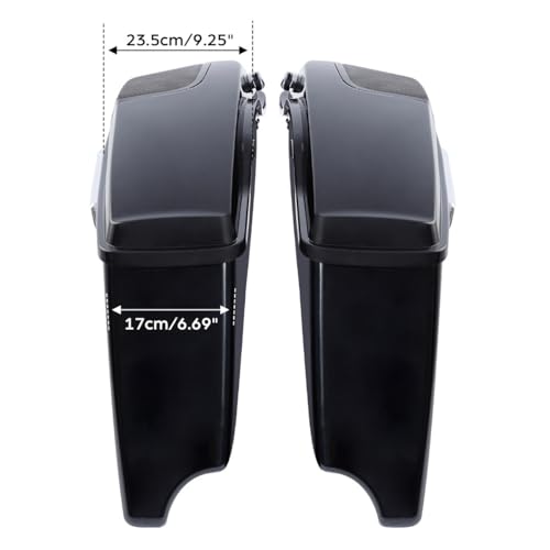 TCT-MOTORPARTS 4" Extended Hard Saddlebags Fit for Harley CVO Touring Road King FLHR Road Glide Street Electra Glide Ultra-Classic 2014-2024 - color: Vivid Black w/ Chrome Latches