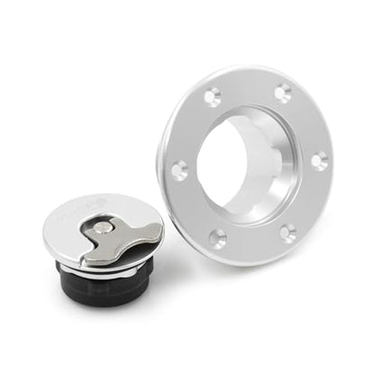 Billet Aluminum 35.5mm Fuel Cell Gas Cap Fuel Surge Tank Cap with 6 Hole Non-vented (Silver) - color: Silver
