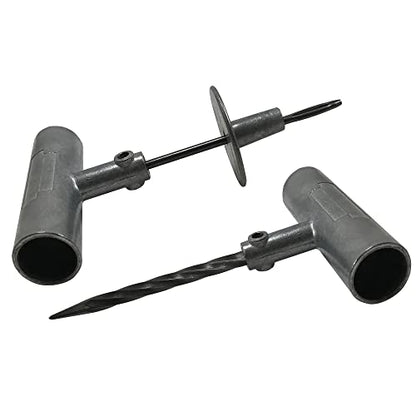 Die-Cast T-Handle Tire Plug Repair Set - Steel Replaceable Split Eye Needle & Probe - color: Die-Cast Tool Set