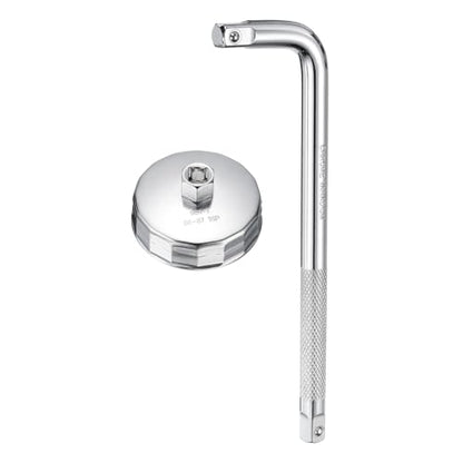 HARFINGTON Oil Filter Cap Wrench 16 Flute 87mm Inner Dia 1/2" with Bend Bar - size: 87mm x 16 Flute(901-1)