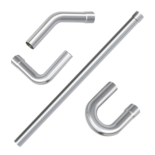 A-KARCK Mild Steel Mandrel Bends 4 Pcs, 3 Inches Mild Steel DIY Custom Exhaust Tubing Pipe Straight & U-Bend Kit, Universal Fit - size: 3 inch 4 piece Kit, style: Mild Steel
