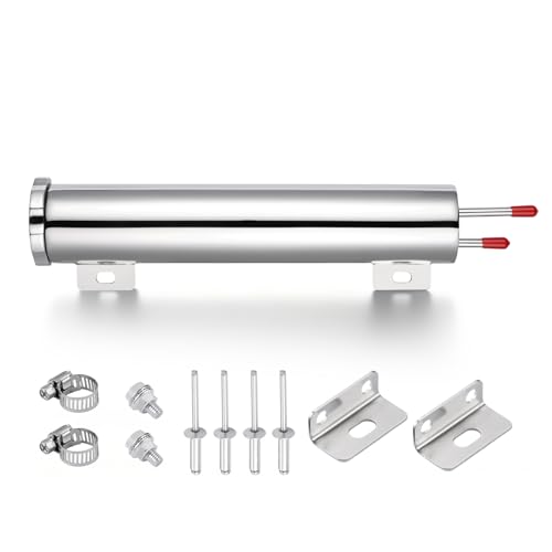 EVIL ENERGY Radiator Overflow Tank, Stainless Steel Coolant Reservoir Tank 2" x 10", Universal Coolant Expansion Tank with Cap, Polished Coolant Recovery Reservoir - size: 2"x10"
