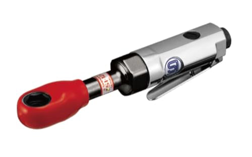 SHINANO SI1288 3/8" Pneumatic Mini Thru Ratchet Set - 6 Sockets (8-14mm), 45Nm, Made in Japan - For Tight Spaces, Engine Work