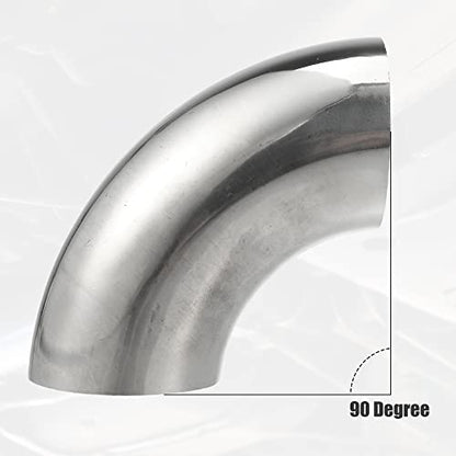 X AUTOHAUX 2pcs OD 1.75 Inch 90 Degree 1.5mm Thickness Mandrel Bend Elbow SS304 Stainless Steel Bend Tube Exhaust Elbow Pipe for Car Modified Exhaust System - size: 1.75"