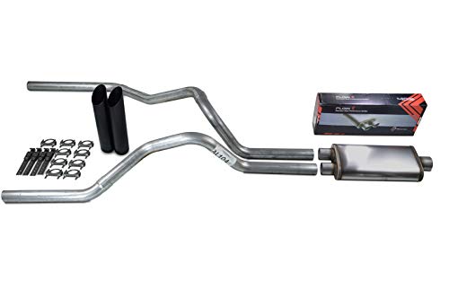Truck Exhaust Kits - ShopLine Dual Exhaust System 2.5" Aluminized - color: Rear Exit Black Tips