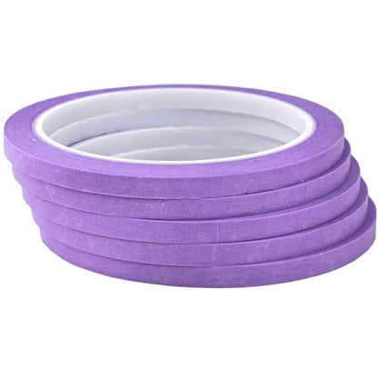 JINBING Washi Paper Masking Tape Art Tape for DIY Nail Arts Drawing Pattern Making Painters Tape 1/4 Inch x 27 Yard 5 Rolls (Purple) - color: Purple
