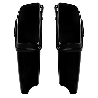 TCT-MOTORPARTS 4" Stretched Hard Saddlebags Fit for CVO Street Glide 14-24 - color: Vivid Black w/ Black Latches
