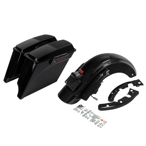 TCMT 5" Stretched Extended Saddlebags 6X9" Speaker Lids lED Rear Fender Fit For Harley Touring Road King Electra Street Road Glide 2009-2013 - color: Rear Fender Smoke Lens, size: 5" Stretched Saddlebags 6x9" Lids(Black Latches)