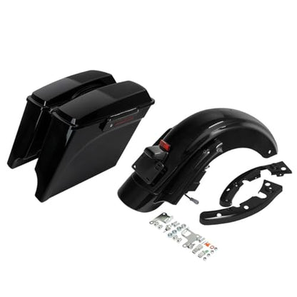 TCMT 5" Stretched Extended Saddlebags 6X9" Speaker Lids lED Rear Fender Fit For Harley Touring Road King Electra Street Road Glide 2009-2013 - color: Rear Fender Smoke Lens, size: 5" Stretched Saddlebags 6x9" Lids(Black Latches)
