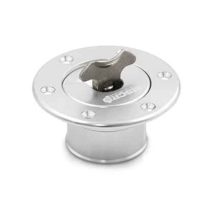 Billet Aluminum 35.5mm Fuel Cell Gas Cap Fuel Surge Tank Cap with 6 Hole Non-vented (Silver) - color: Silver