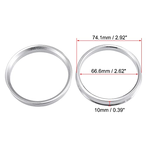 X AUTOHAUX 4pcs OD 74.1mm to ID 66.6mm Aluminum Alloy Hub Centric Rings - size: 74.1-66.6mm