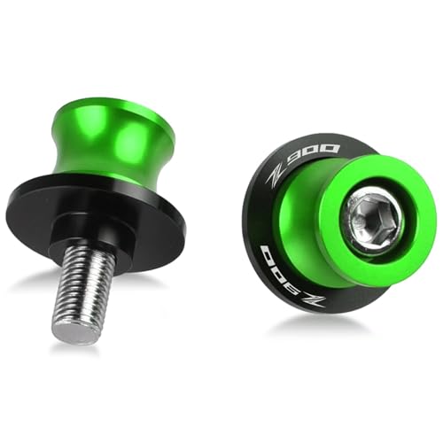 2pcs M8 Z900 Swingarm Spools,Swingarm Spools Sliders CNC Swing Arm Stand Screw Compatible With Z900 2000-2025(Green) - color: Swingarm Sliders-green