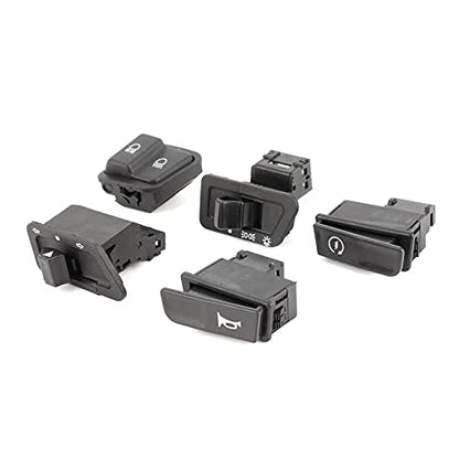 Acouto Motorcycle Switch Button Kit - 5pcs Plastic - Push Button - Black - Manual - Fit for GY6