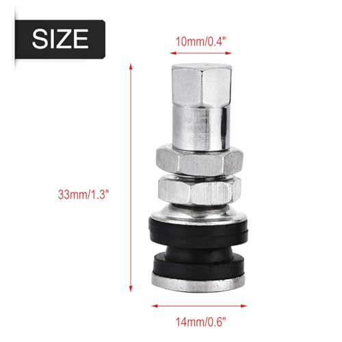10-Pack TR161 Metal Tire Valve Stems with Rubber Seals for Motorcycles