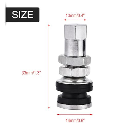 10-Pack TR161 Metal Tire Valve Stems with Rubber Seals for Motorcycles
