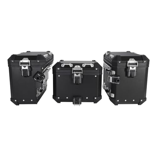 TCT-MOTORPARTS Trunk Saddlebags Pannier Side Case Luggage Bag Fits for BMW F850GS F900GS R1200GS - color: Black Saddlebags (48L)+Trunk (38L)