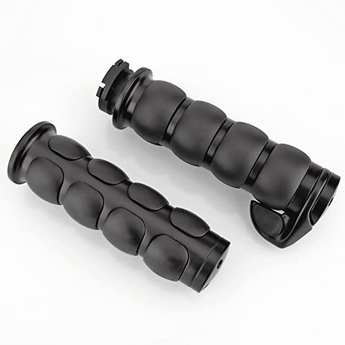 Motorcycle Hand Grips 1 Inch Handlebar Throttle Grips 25MM Chrome Black Aluminum Rubber Compatible with Harley Davidson Dyna Sportster Road King Street Glide Fat Boy Honda Shadow VTX - color: Black#2