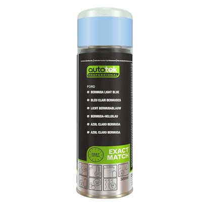 Autotek Professional Exact Match Car Spray Paint, Ford Bermuda Light Blue Aerosol Spray 300 ml - color: Ford Bermuda Light Blue, style: Ford