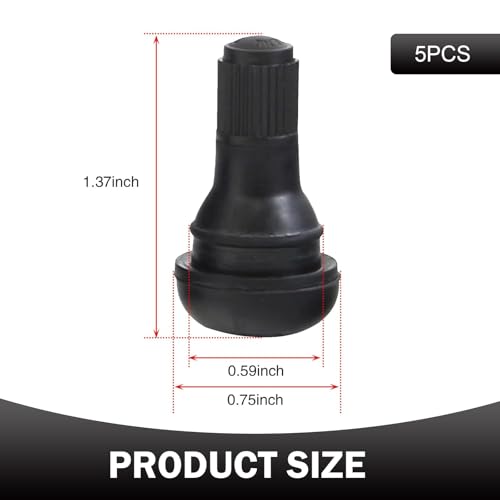 Qurbun 5 PCS TR412 Tire Valve Stems, Rubber Snap-in Short Tubeless Tire Valve Stem, Air-Tight Seal Valve Stem Replacement Kit, Fit for 0.453 inch Rim Holes on Standard Vehicle Tires (Black) - size: 5 PCS # TR412