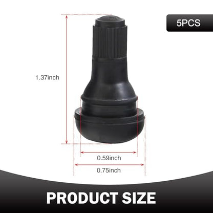 Qurbun 5 PCS TR412 Tire Valve Stems, Rubber Snap-in Short Tubeless Tire Valve Stem, Air-Tight Seal Valve Stem Replacement Kit, Fit for 0.453 inch Rim Holes on Standard Vehicle Tires (Black) - size: 5 PCS # TR412