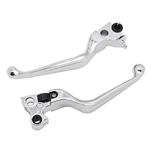 M MATI Brake Clutch Lever Chrome for Harley Davidson Sportster 1200 883 Softail Dyna Electra Glide Road King Fat Boy Night Train Street Bob - color: Chrome