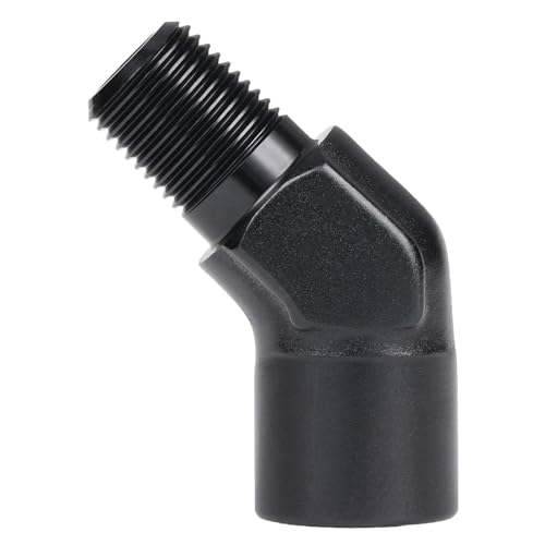 1/8 NPT Female to 1/8 NPT Male 45 Degree Fitting Adapter Coupler Union Aluminum Black - color: Black - 45 Degree, size: 1/8 NPT