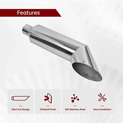 5 Inch Inlet 8 Inch Outlet Polished Stainless Steel Miter Angle Cut Diesel Smoker Exhaust Stack Tip Diesel Exhaust Tip(Stack Smokers 5" ID Inlet 36" Long) - size: 5‘’Inlet 8‘’Outlet-Silver