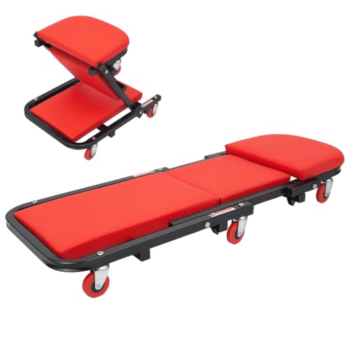 Foldable Z Garage Creeper 40inch, 2 in 1 Mechanic Creeper Stool