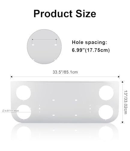 Tail Light Panel Stainless Steel Chrome Finish with Four 4.51" Round Light Cutouts(4 Holes), Rear Center Light Panel for Semi Truck Trailers - style: 4x4.51" Round Holes