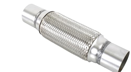 2.25" X 8" /12" Universal Stainless Steel Exhaust Flex Pipe， Double Braid Exhaust Flex Tube For Heavy Duty and Cars - size: 2.25”X8"/12"