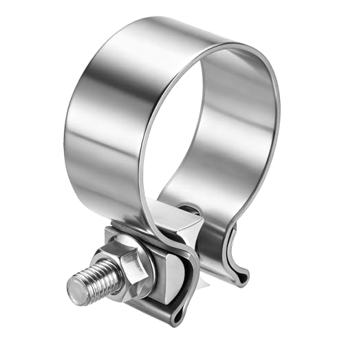HARFINGTON 410 Stainless Steel Exhaust Clamp 2.17" Butt Joint Narrow Band Muffler Seal Exhaust Narrow Lap Butt Clamps for Pipes Mufflers Converters System Repair, Silver - size: Range 55-64 mm, Band Width 29mm
