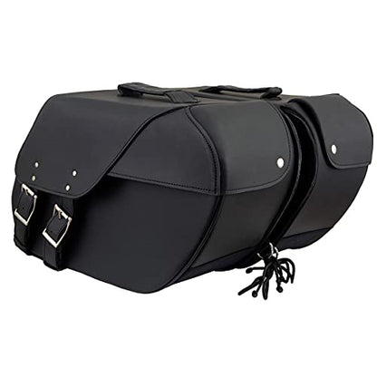Milwaukee Leather PVC 2-Strap Throw-Over Easy Zip off and off Motorcycle Saddlebags - LG - color: SH669ZB-BLACK, size: Large
