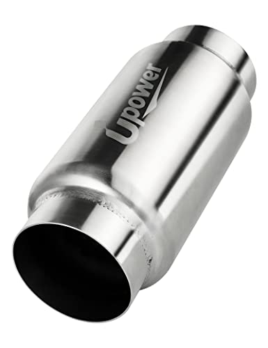 UPOWER 3" Inlet&Outlet Exhaust Resonator,9" Overall Length Center Straight Through Stainless Steel Muffler,Polished - size: 3" Inlet 9" Overall Length