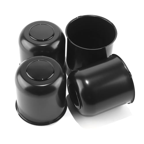 4Pcs 4.25" OD 4.29" H Trailer Wheel Center Caps with Removable Top - color: Matt Black, size: 4.25" OD 4.29" H