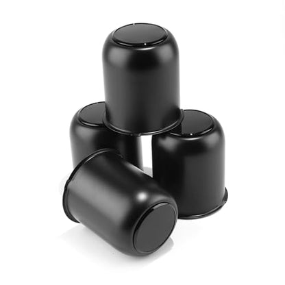 4Pcs 3.19" Stainless Trailer Wheel Center Caps, 3.62" H Matte Black - color: Matte Black, size: 3.19" Hub 3.62"H