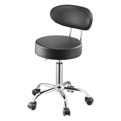 VEVOR Shop Stool with Backrest, Pneumatic Height Adjustable Garage Seat, 300 lbs Load, Roller Creeper Seat, 360 Swivel Padded Workshop Stool, Black - style: with Backrest and Casters