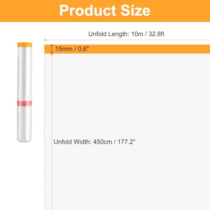 HARFINGTON 3Roll Pre-Taped Masking Film 177.2"x32.8ft for Painting Covering - size: 177.2"x32.8ft