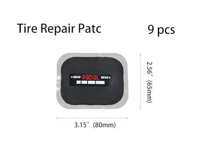 2.56" x 3.15" 9 pcs, 1 ply, Radial Repair Patch, Heavy Duty Tire Patches, Tire Puncture Repair Patch for Car Truck Bus Tractor Agricultural Vehicles - size: 2.56" x 3.15" 9 pcs