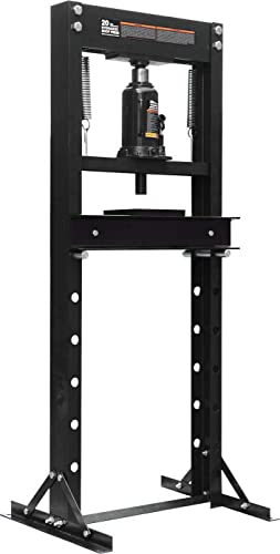 Torin ATY20011B Steel H-Frame Hydraulic Garage/Shop Floor Press with Stamping Plates, 20 Ton (40,000 lb) Capacity, Black