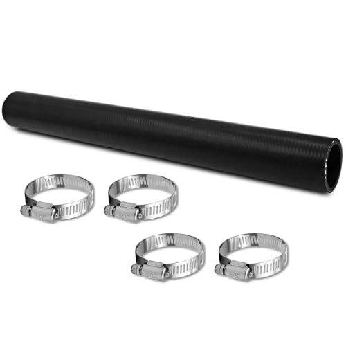 2 1/4 inch Fuel Filler Neck Hose With 4 Clamps, 15 7/8" Length Reinforced Gas Tank Hose (Straight, 2.25" ID) - size: 2.25" ID, style: Straight