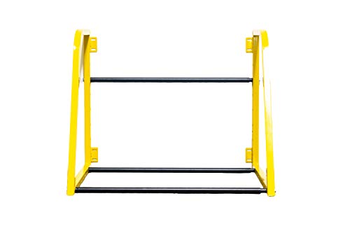 MaxxHaul 50256 Heavy‑Duty Adjustable Wall‑Mount Tire Storage Rack – Telescoping 32–48″ Width, 375 lb Capacity, Powder‑Coated Steel, 51.75″W x 28″D x 28″H – Garage/Shop - color: Yellow