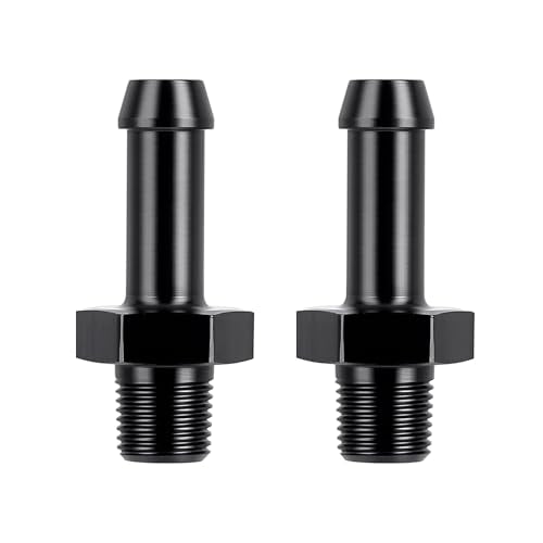 EVIL ENERGY 1/8" NPT Male to 5/16" Barb Fitting Adapter Straight Aluminum Black 2PCS - size: 1/8 NPT to 5/16 Barb